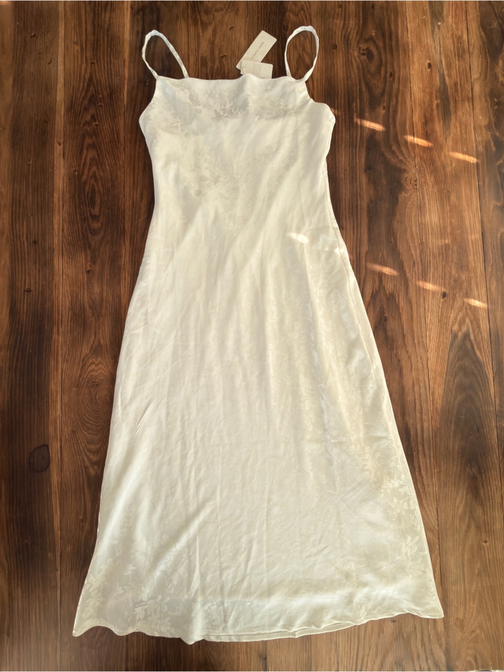 Altar'd State Cream Maxi Slip Skirt with Jacquard Floral